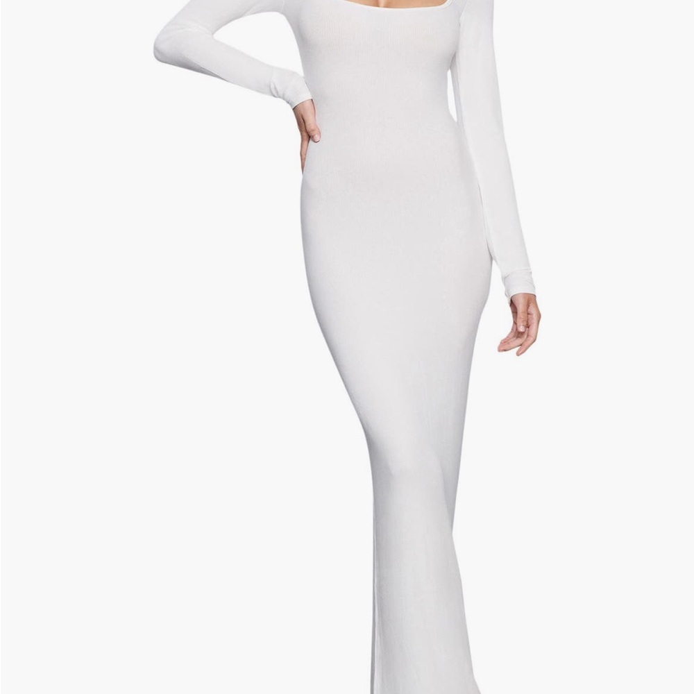 SKIMS White Long Sleeve Maxi Dress